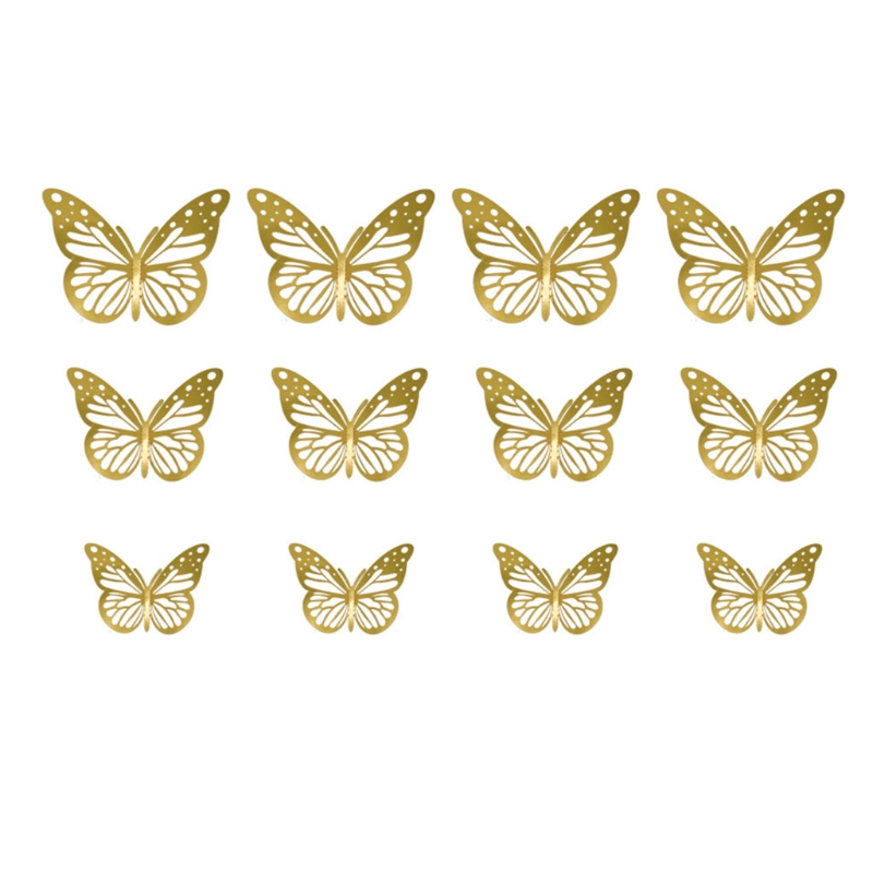 Autocollants muraux papillon 3D creux, 12 pièces, décoration de la maison, pour chambre d'enfants, pour chambre de filles: 12