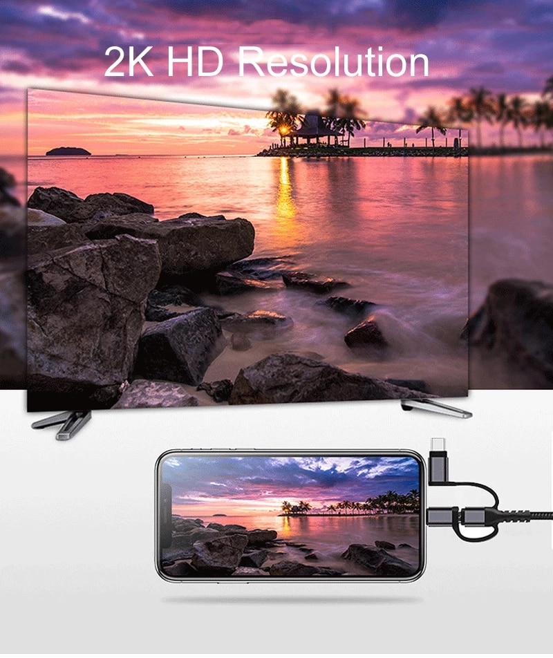 3 i 1 mikro usb type c til hdmi adapter kabel lyn til hdmi til iphone  x 6 7 8 ipad samsung  s8 s9 ios android telefon til tv hdtv
