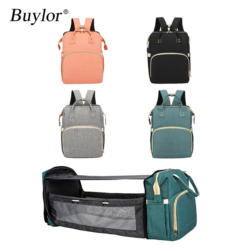 Mochilas para mamá Buylor, bolsa de pañales de maternidad, bolsas para cama de viaje para madres y padres, bolsa de lactancia de gran capacidad para el cuidado del bebé