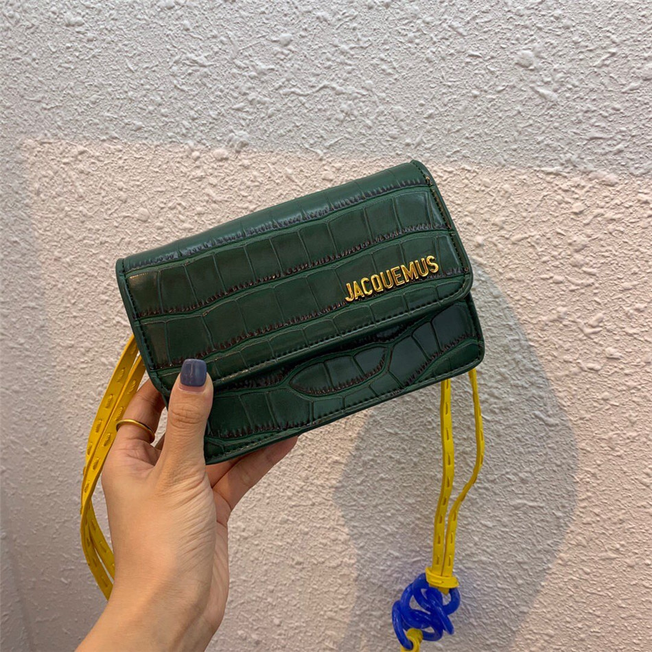 Famous Brand PU Alligator Messenger Bags for Women, 2 Sizes: Green / Large-18cm