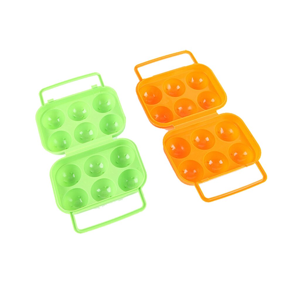 Plastic Effen Kleur Draagbare 6 Eieren Plastic Container Houder Vouwen Ei Opbergdoos Handvat Case keuken Sorage Doos Plastic