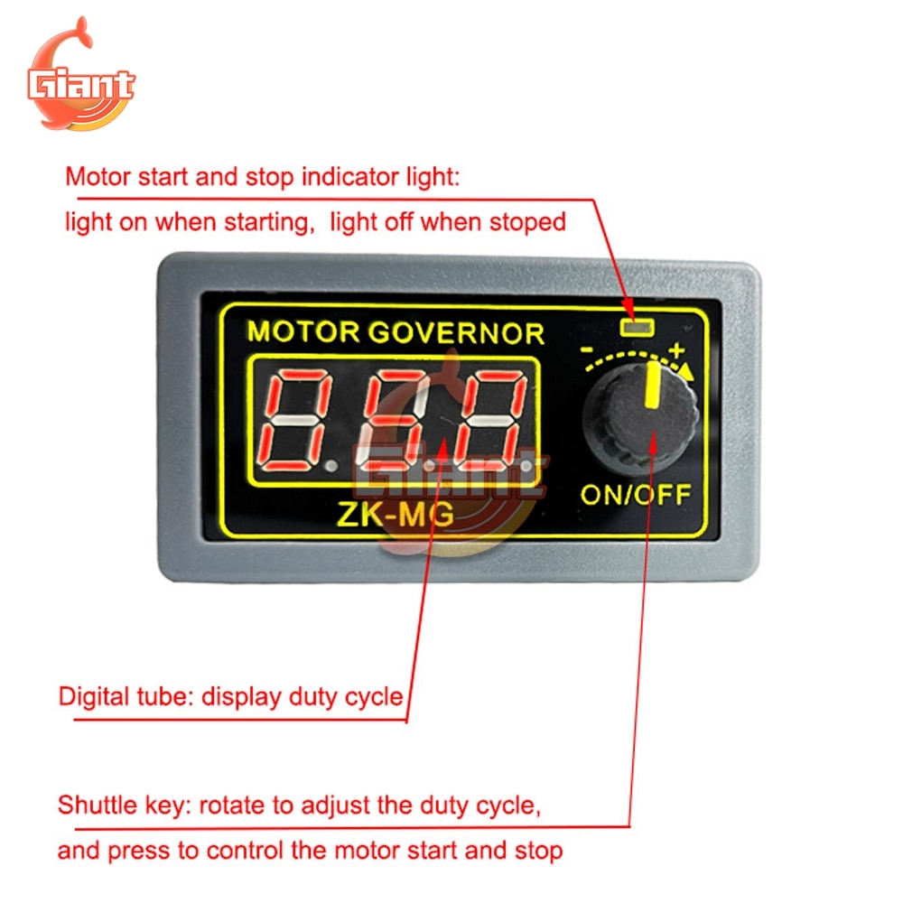ZK-BMG DC 9-60V 12A PWM Motor Speed Controller – Adjustable, 12V 24V 36V 48V Compatible