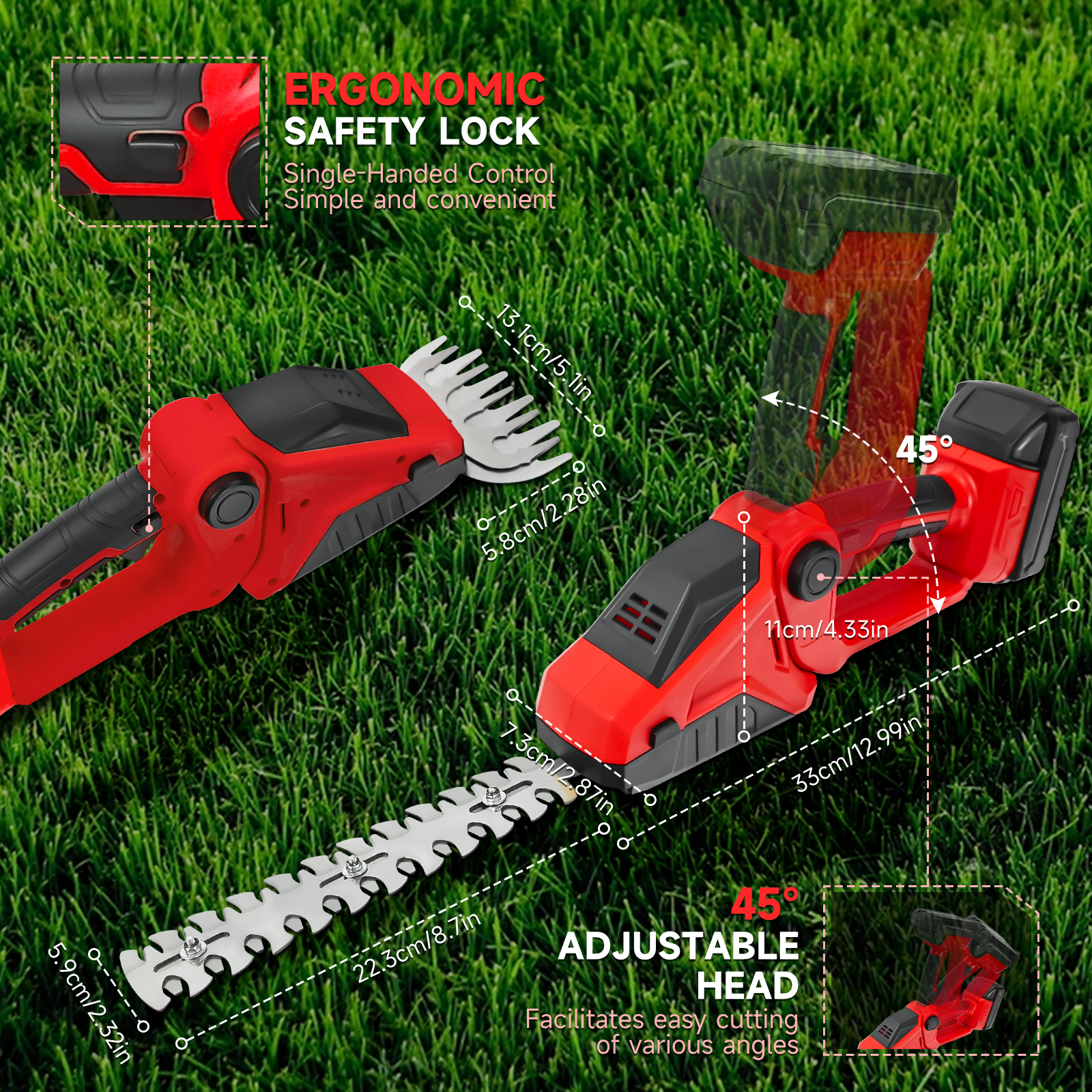 Akumulatorowe nożyce robić żywopłotu robić akumulatora Milwaukee 18 V Ręczne elektryczne nożyce robić żywopłotu 2 w 1 Nożyce robić trawy Narzędzie ogrodowe (bez akumulatora)