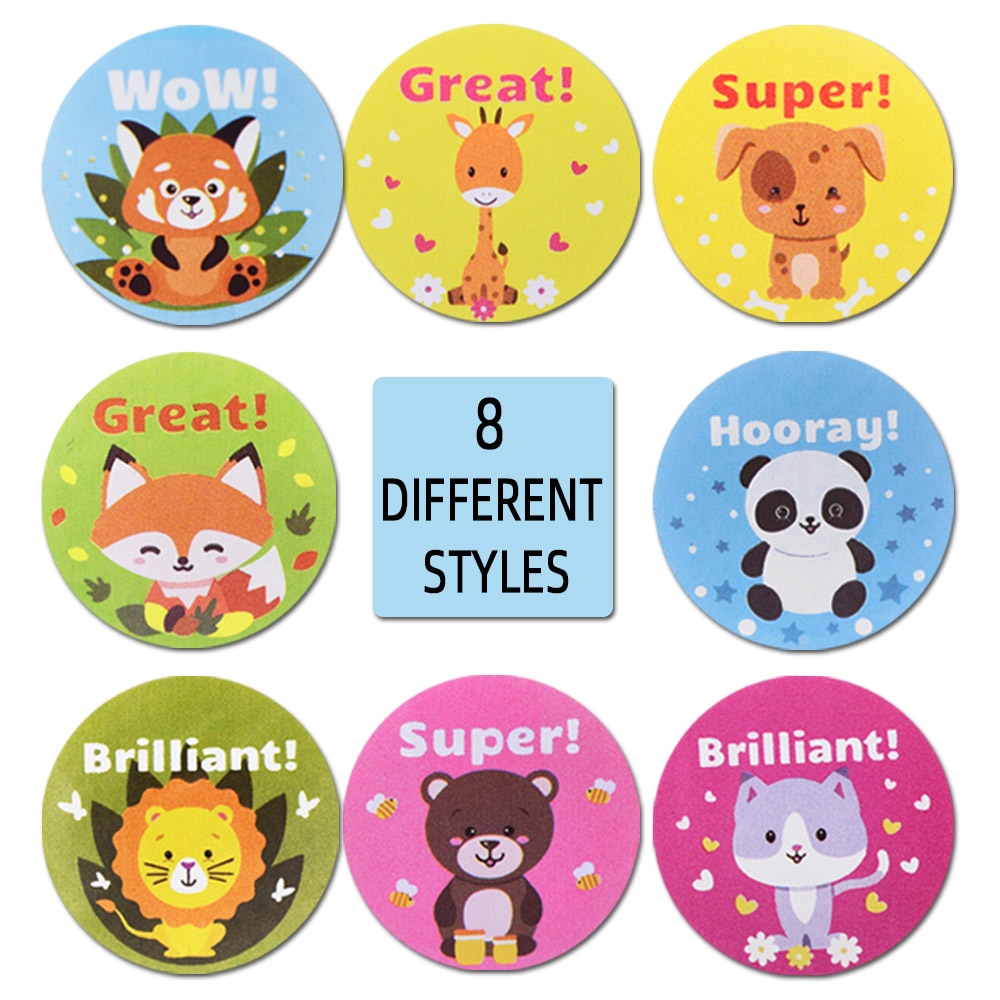 500pcs Teacher Reward Stickers Cute Animal Stickers School Motivational Stickers for Students kids encouragement word