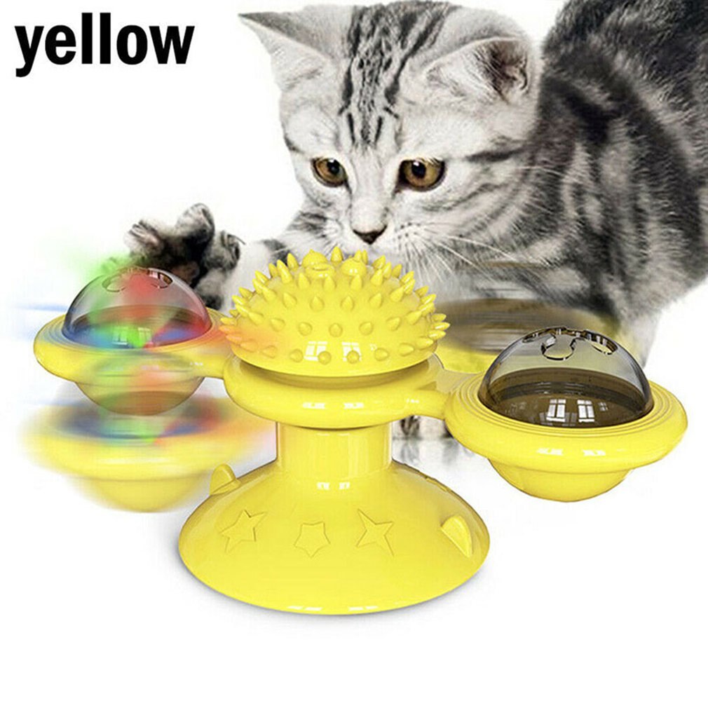 Windmill Toys for Cats Puzzle Whirling Cat Game Turntable Cat Toys Teasing Interactive Toys with Massage Itchy Tickle