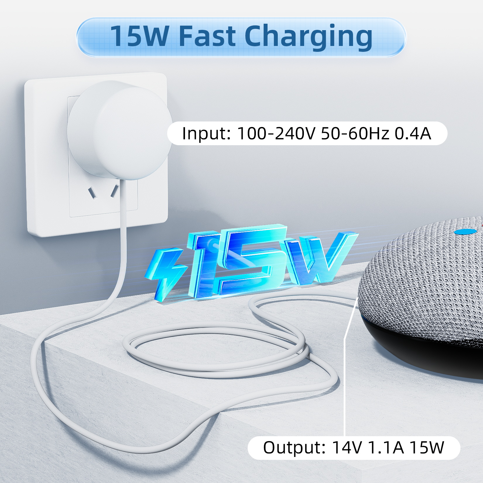Power Supply Adapter 14V 1.1A 15W Switching Power Supply for Google Home Hub Google Nest WiFi Router Google Nest Mini 2nd Gen