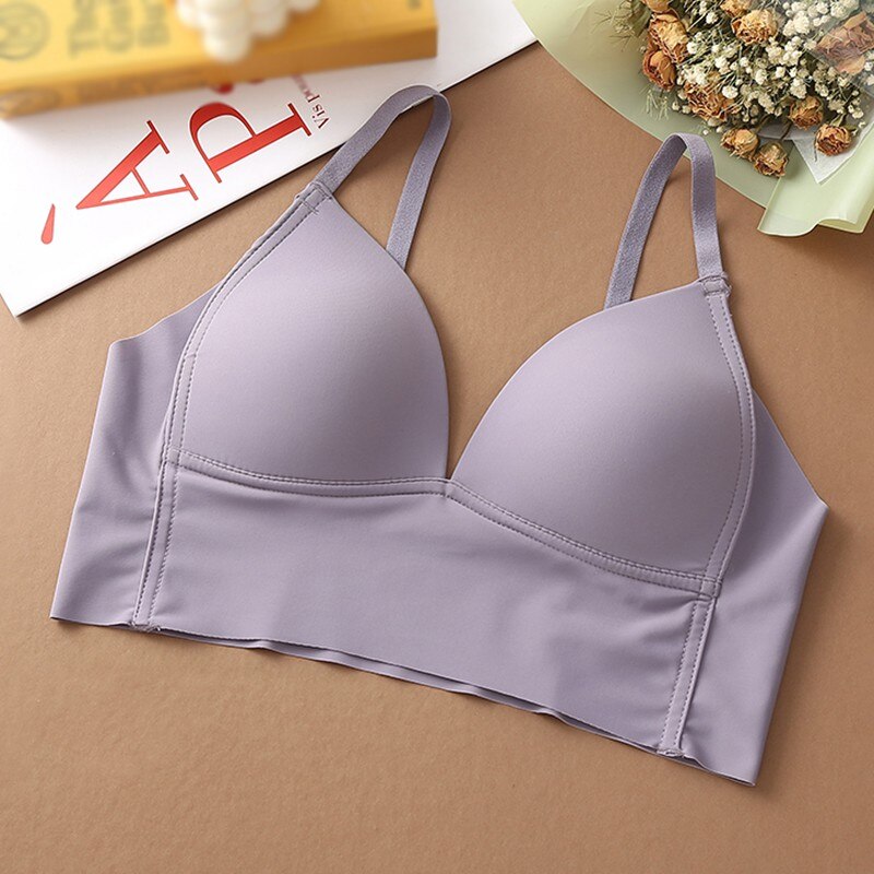 Women Push Up Bras Women Seamless Lingeries Underwear Soft Comfortable Padded Bras: Purple  / S