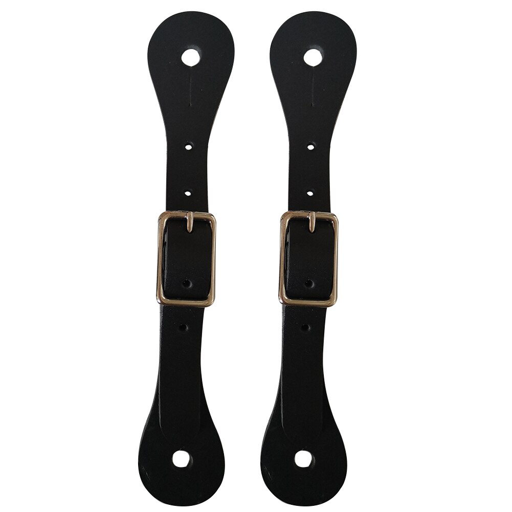 1 Paar Westerse Faux Leather Verstelbare Outdoor Training Legering Gesp Paardensport Apparatuur Beschermende Spur Strap Paardrijden: Black