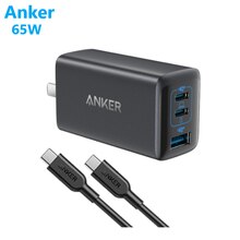 Anker 65W Drie-Poort Lader Snel Opladen Dual USB-C Een USB-A Voor Iphone 12/12 Mini/12 Pro max, pixel 4/3, Ipad (B2330)