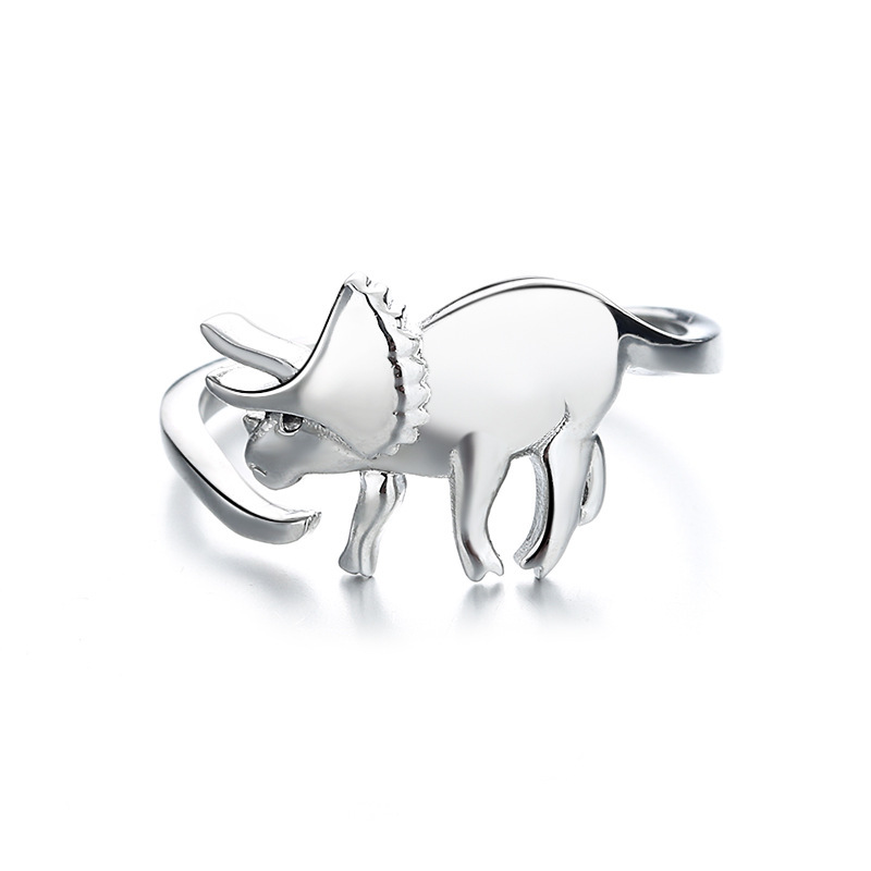 Bague serpent rétro Punk pour hommes et femmes, 4 pièces, couleur Antique exagérée, personnalité de la , stéréoscopique, ouverture ajustable: triceratops