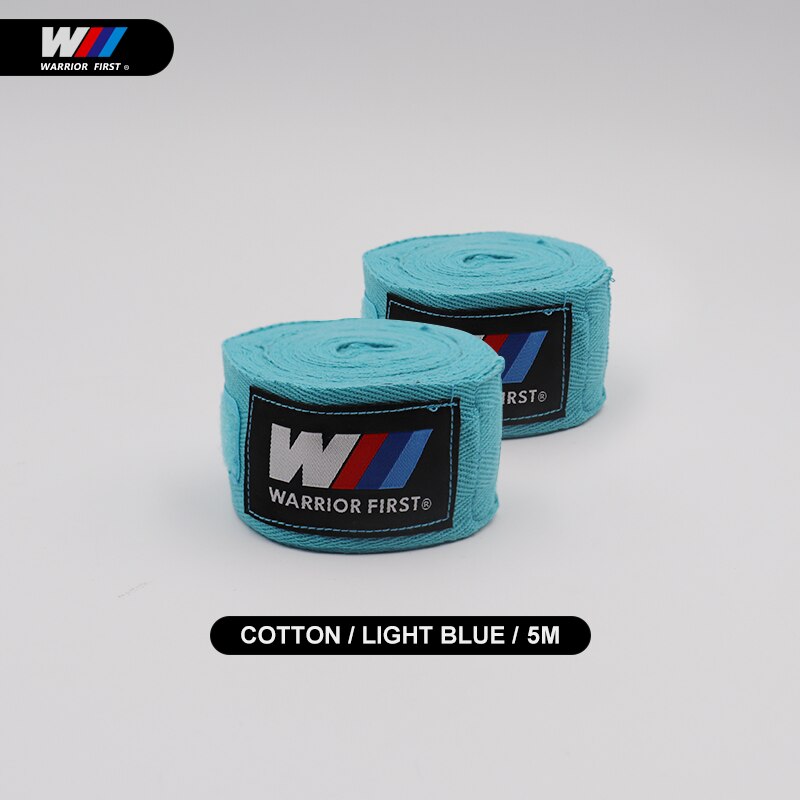 2 teile/paket 3M/5M Länge 100% Baumwolle Boxen Hand wickelt MMA Muay thailändisch trete Boxen boxbandagen Für Ausbildung Bandagen: 5m-hell Blau