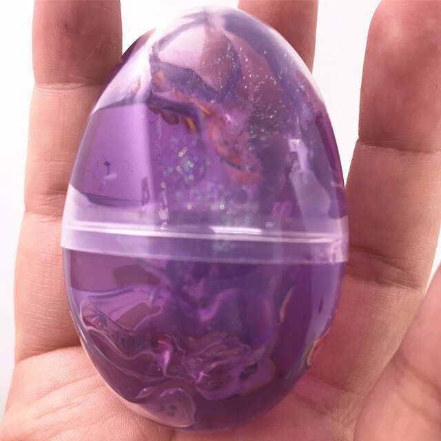 Juguetes Educativos niños Crystal Mucus huevo plastilina transparente Unisex Color sólido no puede comer limo fruta tierra Slimes día: C