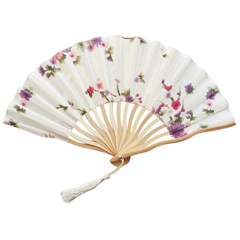 Silk Chinese Fan Folding Hand Held Silk Bamboo Prints Fan Japanese Series Vintage Retro Style Handmade Fan #LR1