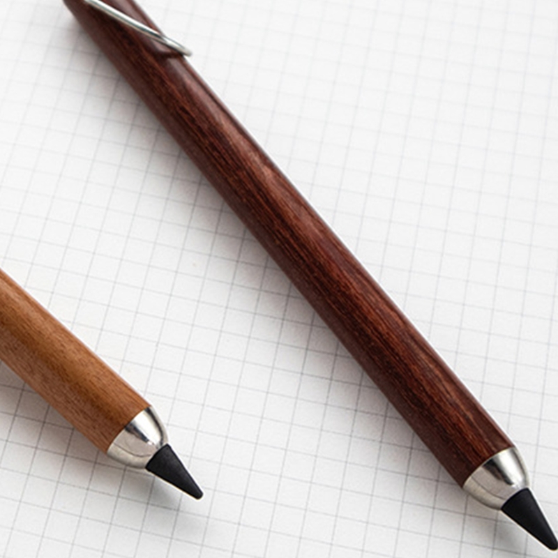 Bolígrafo sin tinta de madera borrable Retro B36C con anillo de hierro colgante, pluma de tornillo, punta para artista principiante, suministros de escritura y bocetos