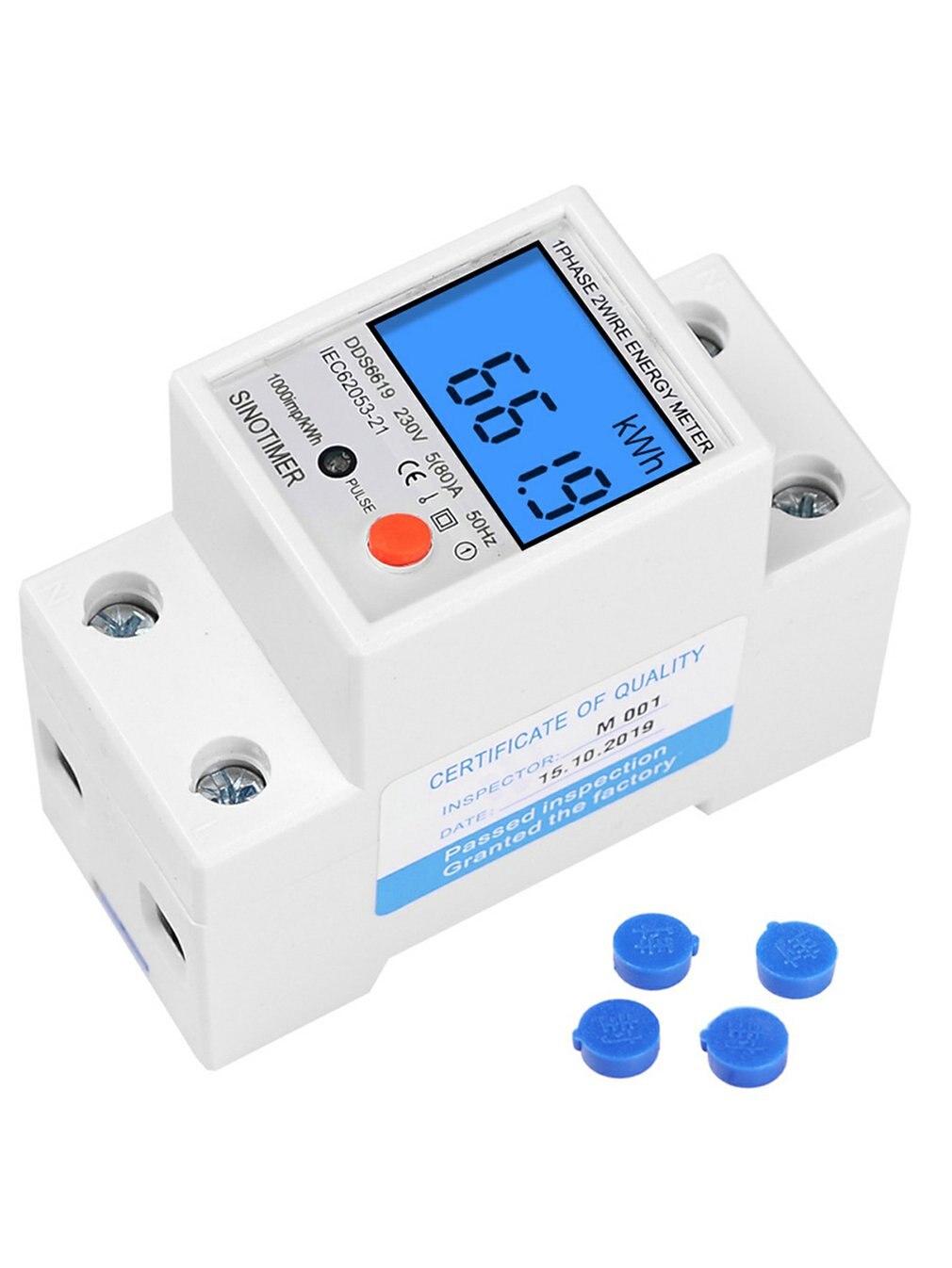 Din Rail Lcd Digitale Backlight Energie Meter Eenfase Power Meter Kwh Energieverbruik Elektronische Wattmeter Ac 230V 80A: white shell