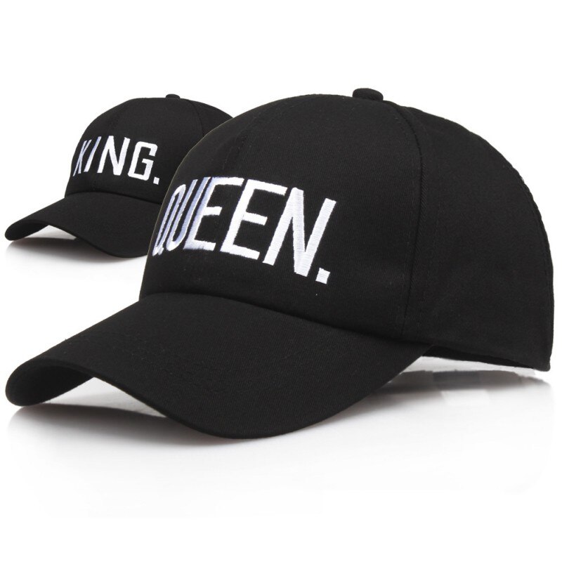 Queen King Angled Brim Embroidered Adjustable Cotton Hats Headwear OutdoorSportswear Accessories for Lovers