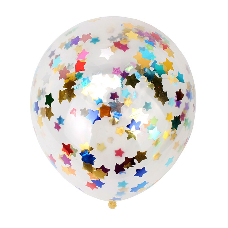 10 stk klare ballonger gullstjerne folie konfetti gjennomsiktige ballonger gratulerer med dagen festdekorasjoner baby 1st første en gutt: Flerfarget stjerne