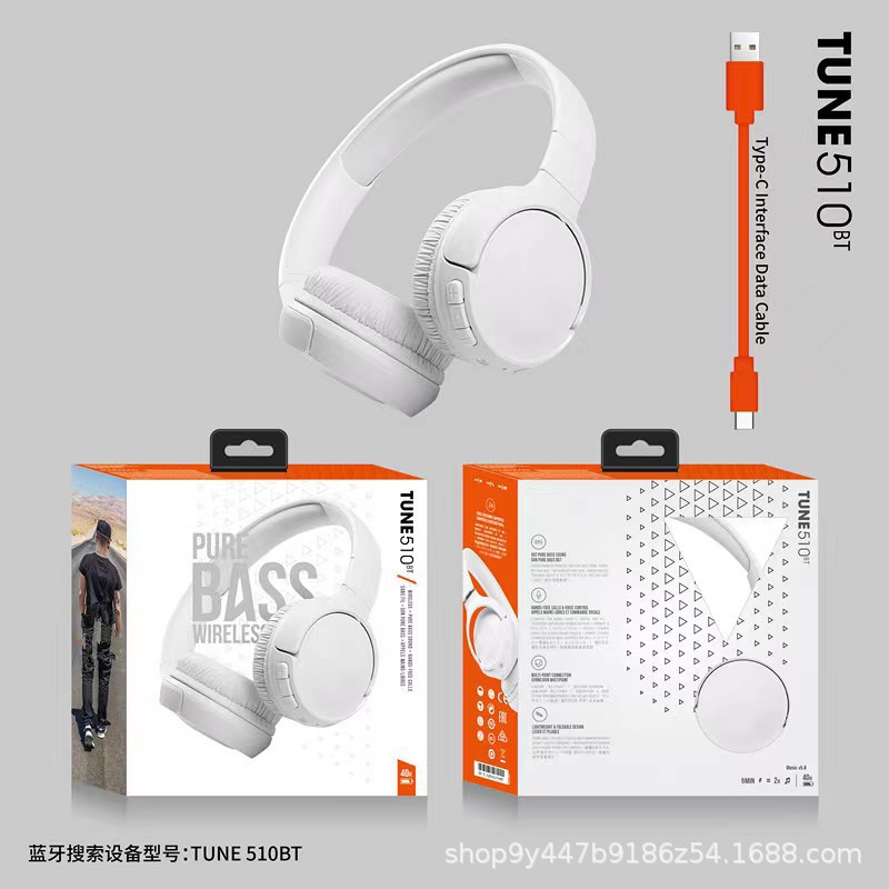 TUNE510BT Headset Bluetooth-hoofdtelefoon Stereo externe muziek Sport Bluetooth-headset: WHITE