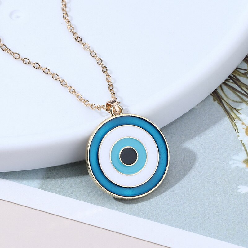 Simple Turkish Evil Eye Pendant Necklace For Women Colorful Enamel Lucky Eyes Choker Necklace Jewelry Trendy Clavicle Chain