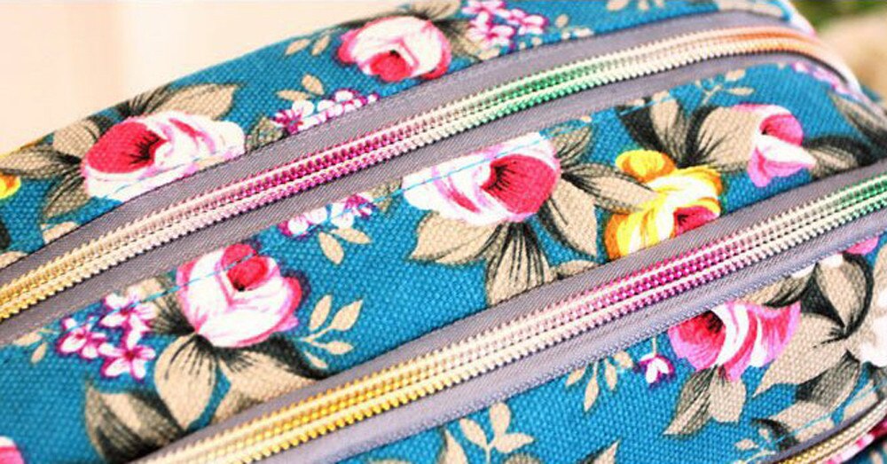 skrive ut blomst mor håndveske kvinner lerret glidelås crossbody bag skulderveske budbringer bag bag borse da donna