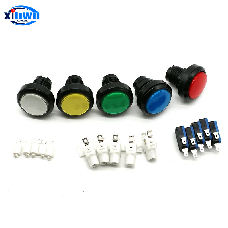 46mm trykknapper 12v led-belyste lyskontakter gyngegravemaskine spilklo automatkran flipperspildele spilleautomatarkade gør-det-selv
