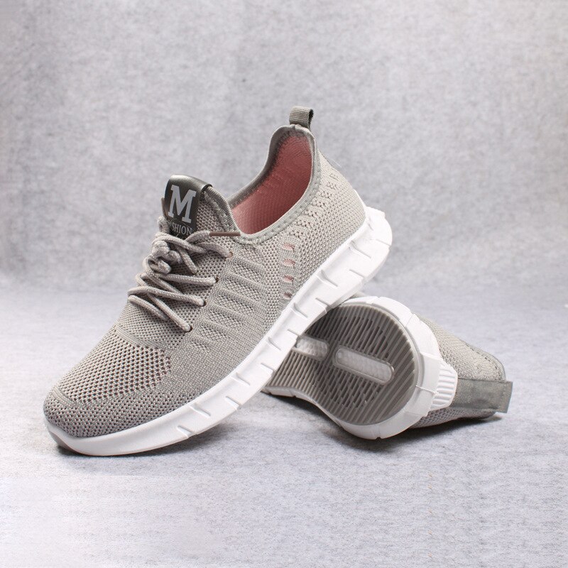 sports shoes spring mesh women shoes comfortable mother shoes soft sole womens running sneakers zapatos de mujer: gray / 38