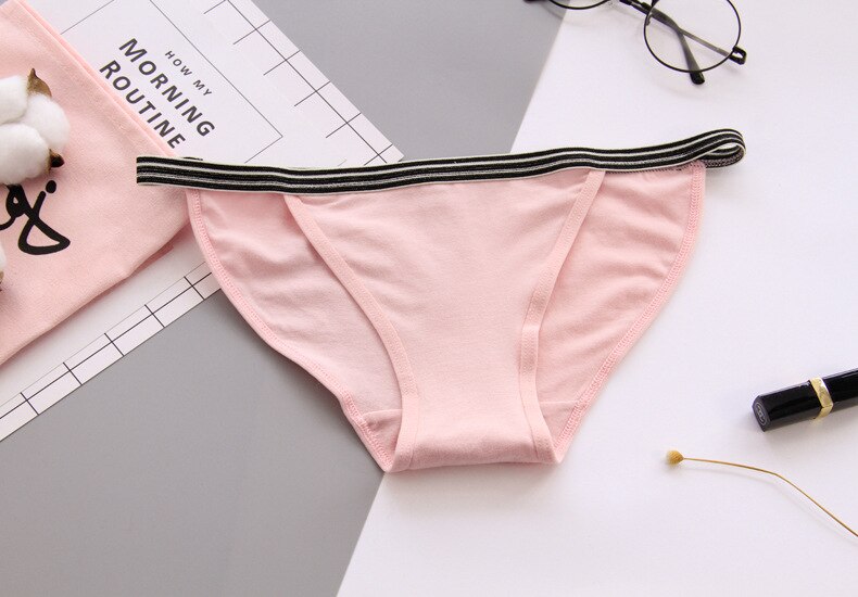 5pcs/lot girls combed cotton underwear women's women's briefs side of the pure color pants B05