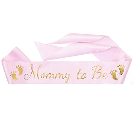 Daddy to be & Mom to be Tinplate Badge Pin - Baby Shower Button Dad Gender Reveals Party Baby Girl Pink Rosette Button: sash