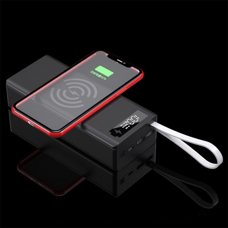 16*18650 batteri power bank taske oplader boks holder dobbelt usb lcd display support hurtig &amp; trådløs opladning til iphone 13 xr 12