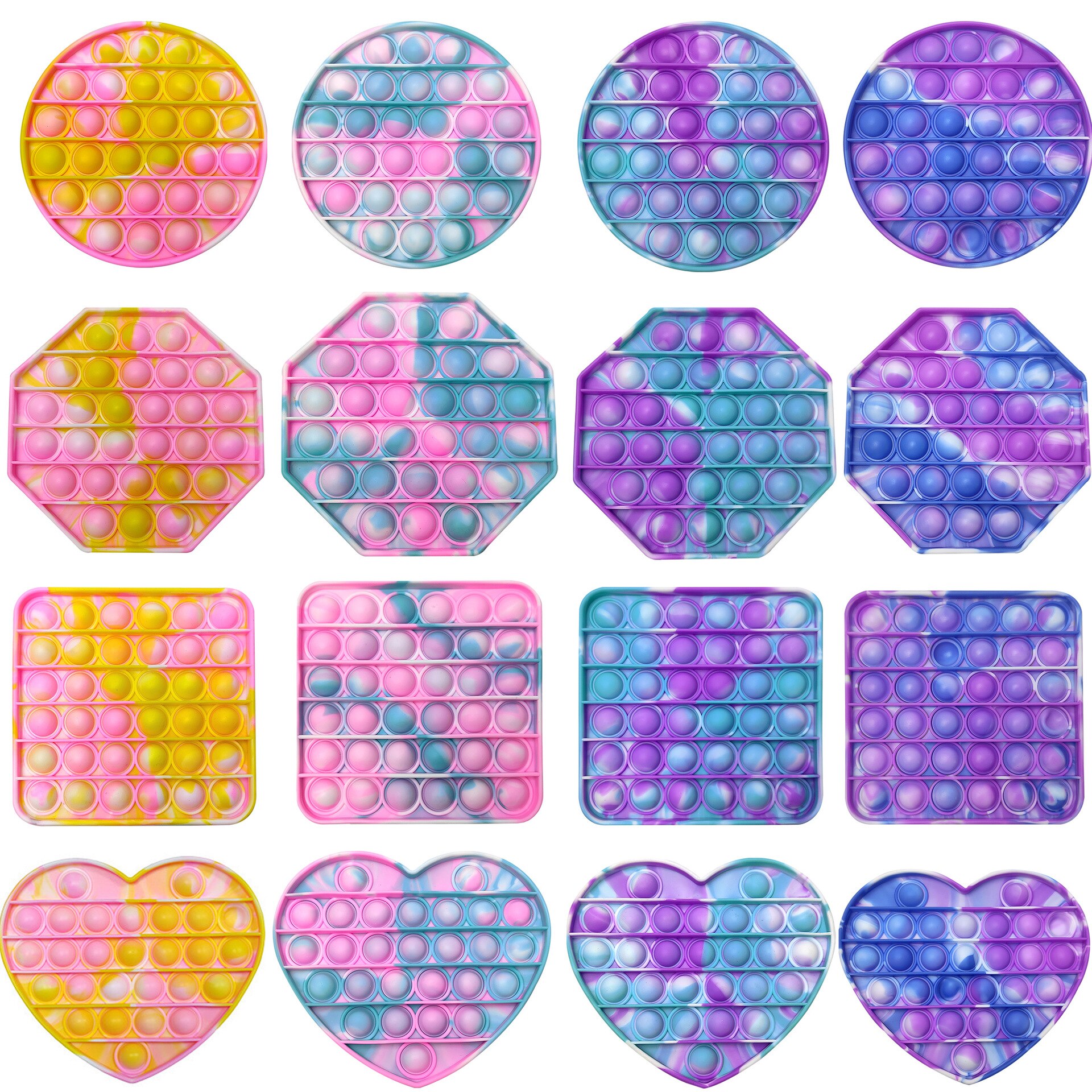 Rainbow Push Bubble Pops Fidget Sensory Toy for Autisim Special Needs Anti-stress Game Stress Relief Squishy Pops It Fidget Toys