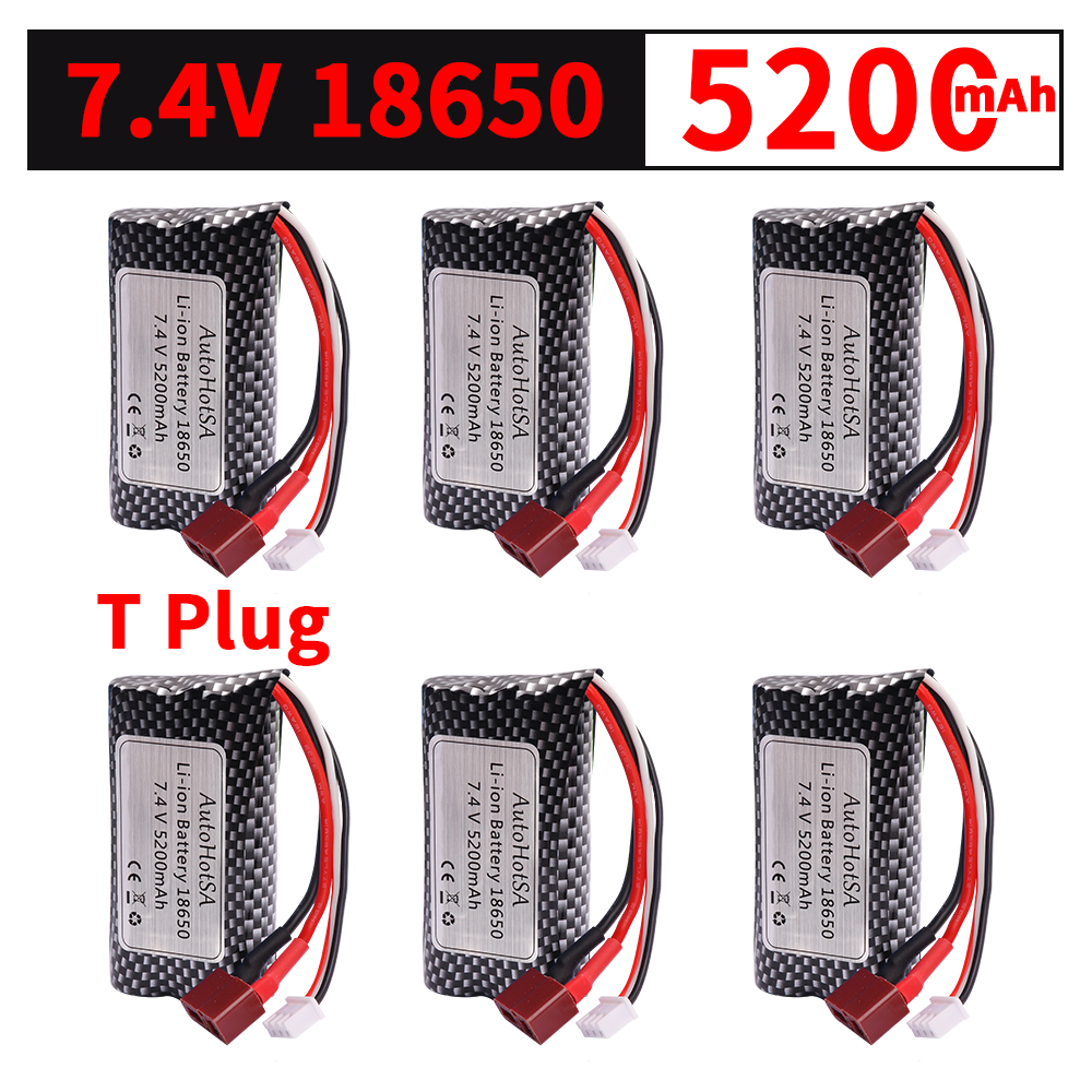 Batterie Li-ion 7.4V 5200mAh 18650 pour Wltoys 10428 /12428/12423 pièces de voiture RC 2s 7.4v batterie pour Wltoys 144001 A959-B A969-B Q46: BLEU CIEL