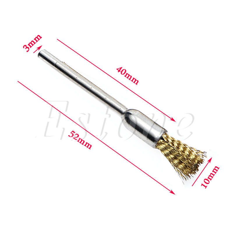 1 Set 10pc Mini Brosse Métallique Brosses 3mm x 5mm En Laiton Roue de Coupe pour Meuleuse ou Perceuse
