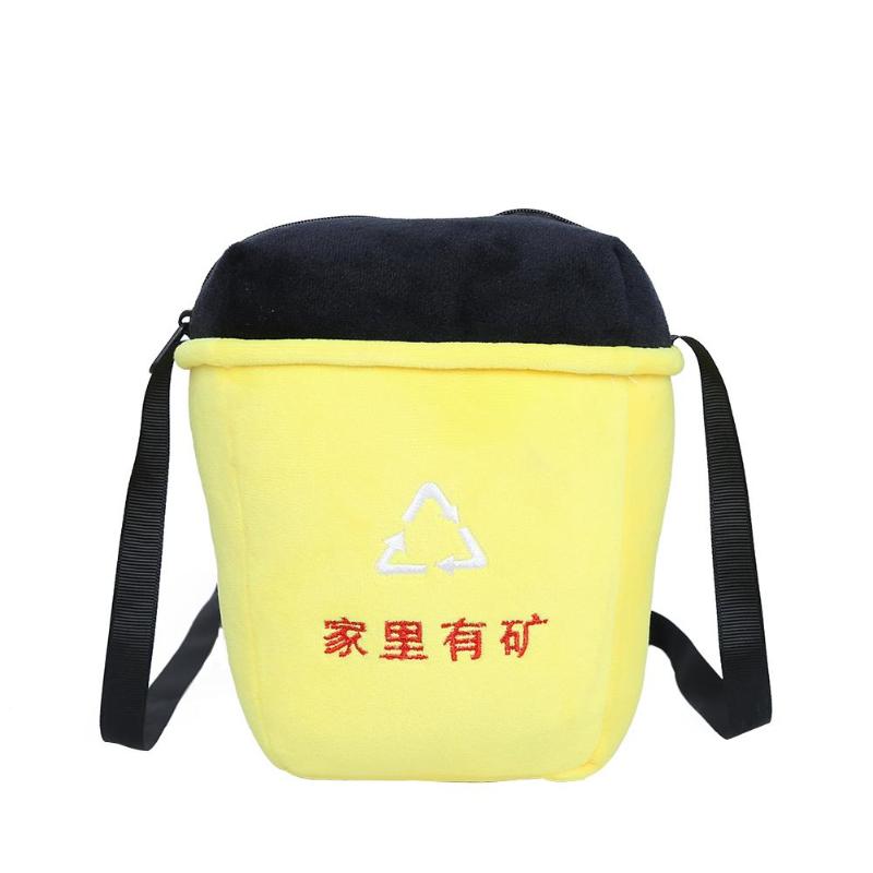 Creativo Borse a Spalla Donne Catena 3D spazzatura-Lattine di Borse A Tracolla di Flanella Borsa Dei Soldi ottavino Borse a Spalla Dropshipping: giallo