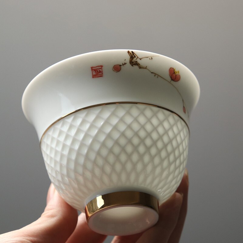 Kinesisk håndlavet keramik gaiwan hvid porcelæn kontor te kop bærbar rejse te skål håndmalet kung fu te sæt drikkevarer