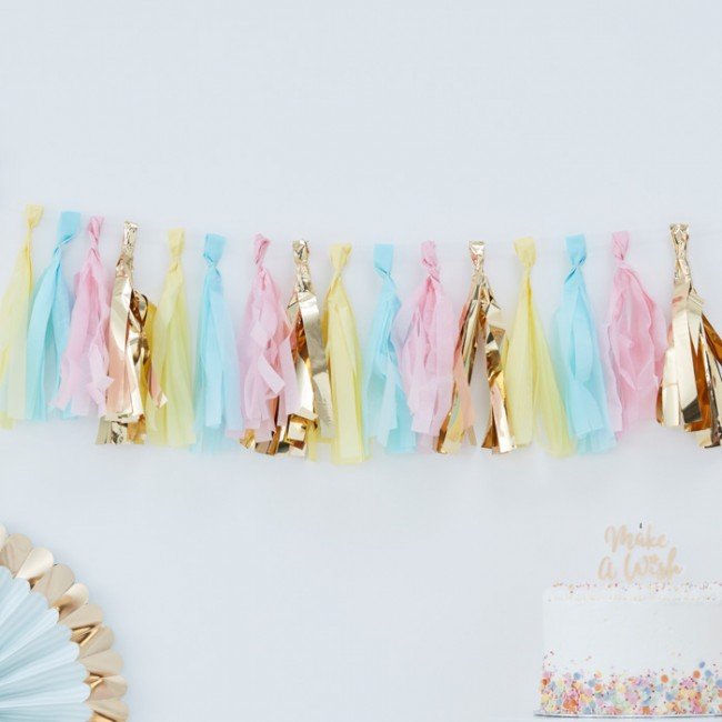 20pcs Pastel & Gold Balloon Tassel Garland DIY tassel garland kit 1st Birthday Decor Wedding Unicorn Party Supplies Baby Shower