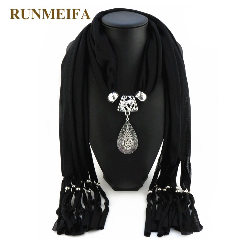 RUNMEIFA Mode-sieraden Sjaal Effen Polyester Mode Diamant Sieraden Hanger Sjaal Voor Vrouwen Waterdruppels