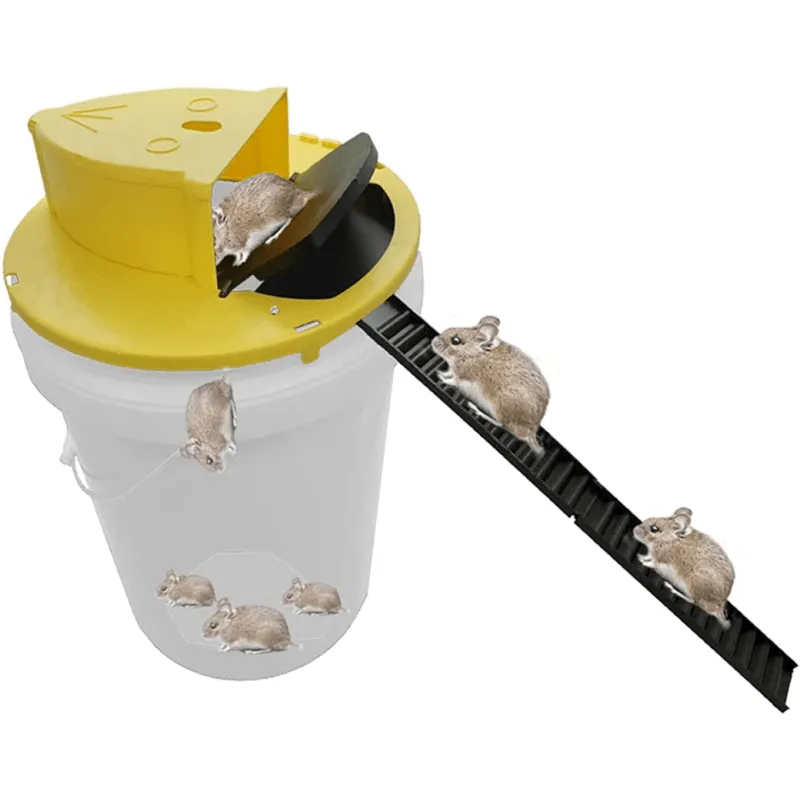 Muizenval Flip en Slide Bucket Lid Muizen Rat Trap voor binnen en buiten Multi Catch Auto Reset