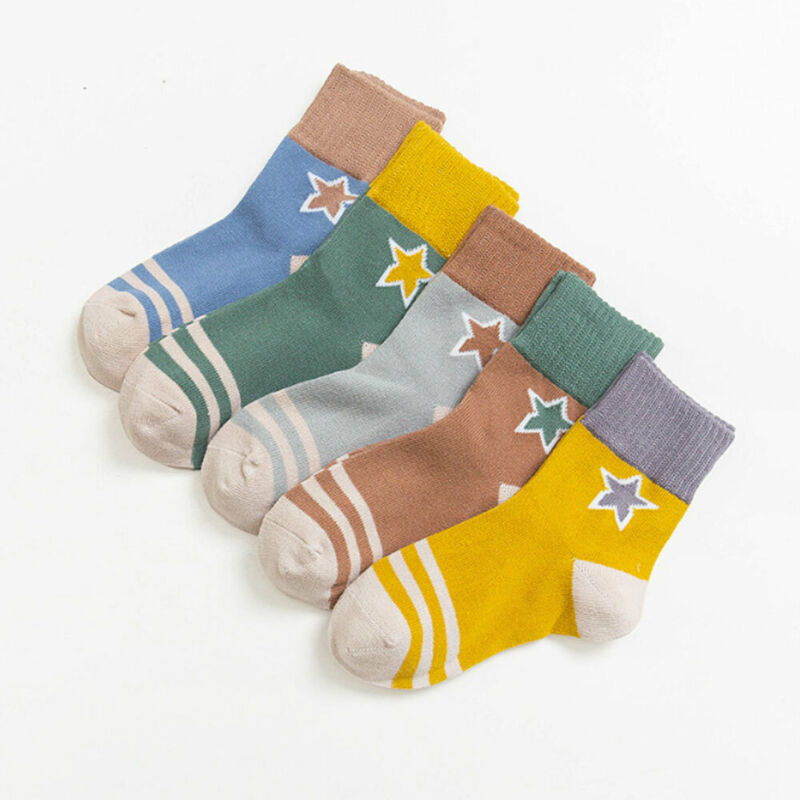 5 Pairs Cute Unisex Cotton Kids Baby Socks Anti-Slip Infant Knee High Sock Toddlers Girls Boys Socks For 1-12Years