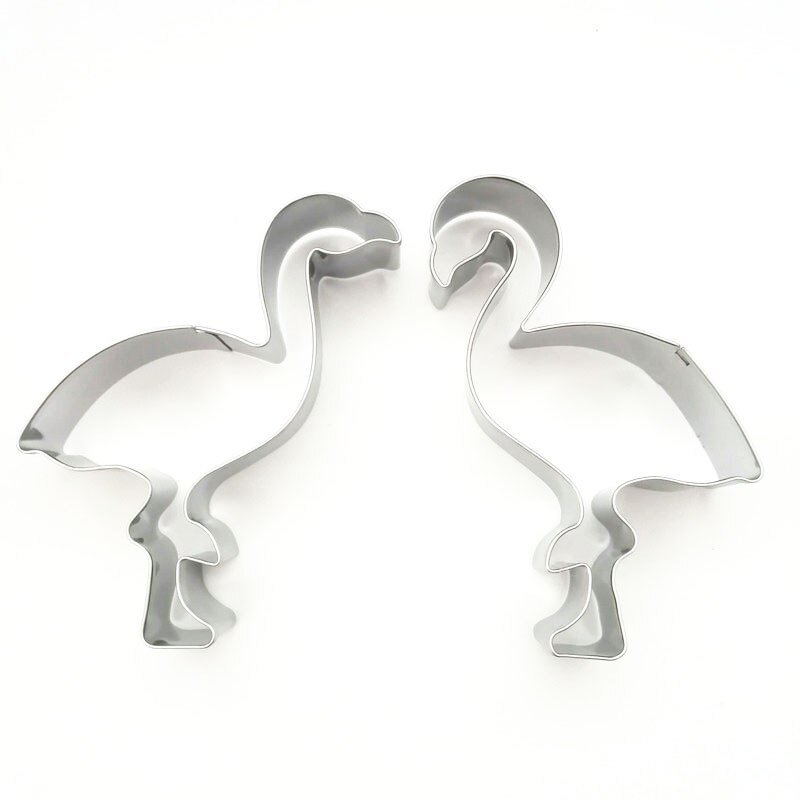 2Pcs Flamingo Vorm Cookie Cutter Set Rvs Biscuit Fondant Cake Decorating Mould Bakken Tools