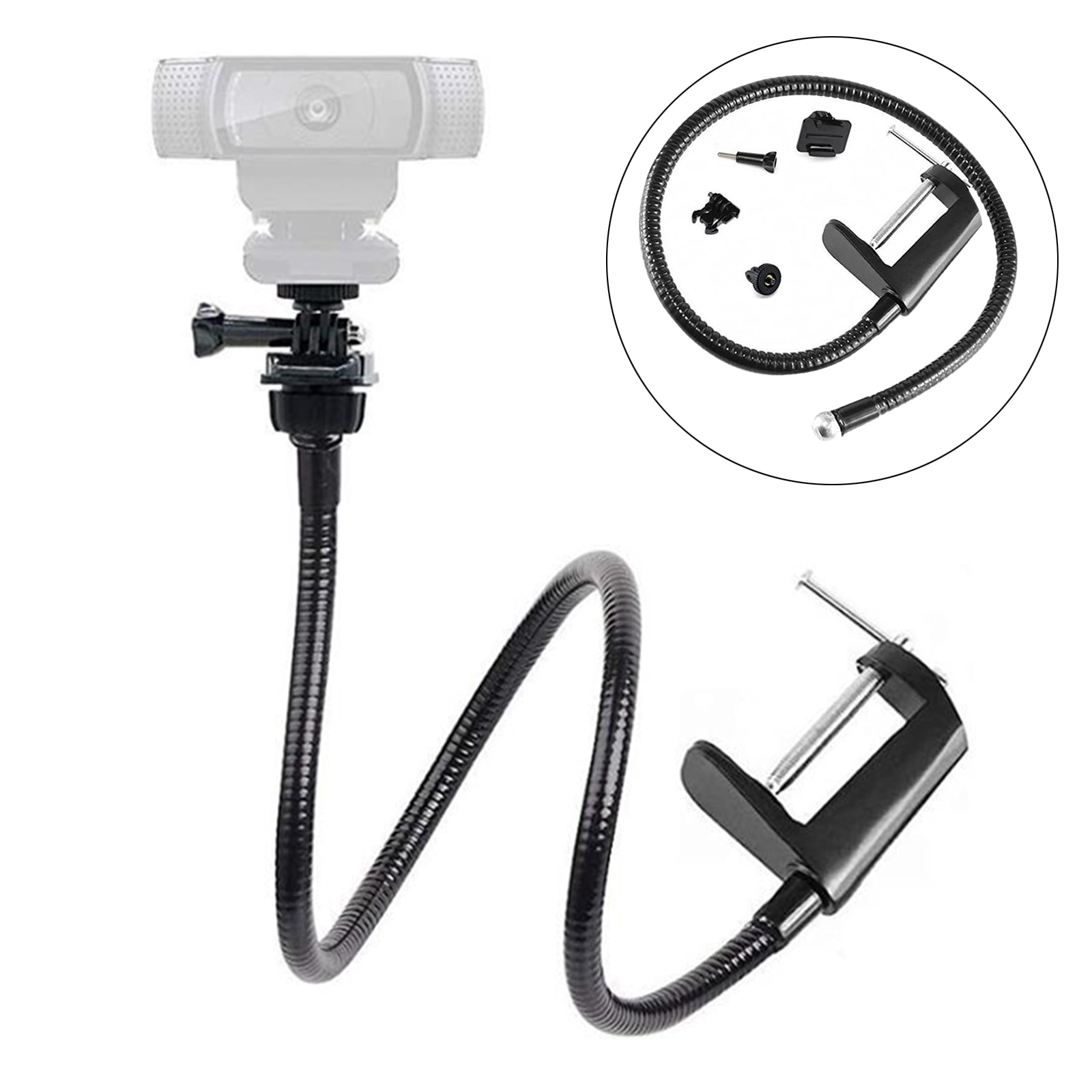 Bureau réglable Webcam Support Caméra Téléphone Support De Téléphone Portable Pour Logitech 360 ° Bras Flexible Support de Bureau Avec pince 1/4 fileté