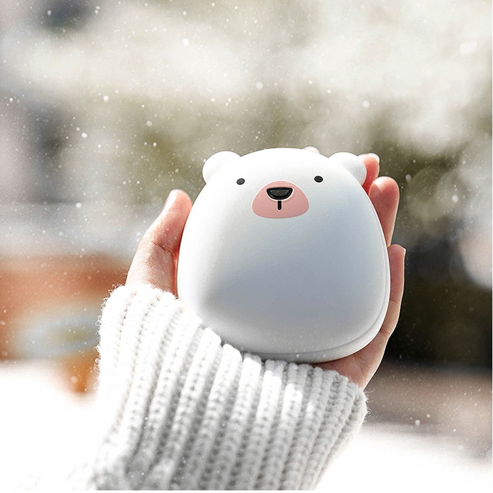 DIOZO-calentador de manos eléctrico Mini 2 en 1, calentador de manos portátil, recargable por USB, almohadilla de calefacción: Polar bear