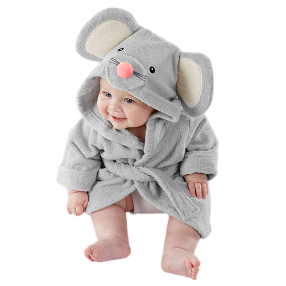 Cute Toddler Kids Girl Boy Bath Robe Sleepwear Soft Cartoon Pajamas Nightwear