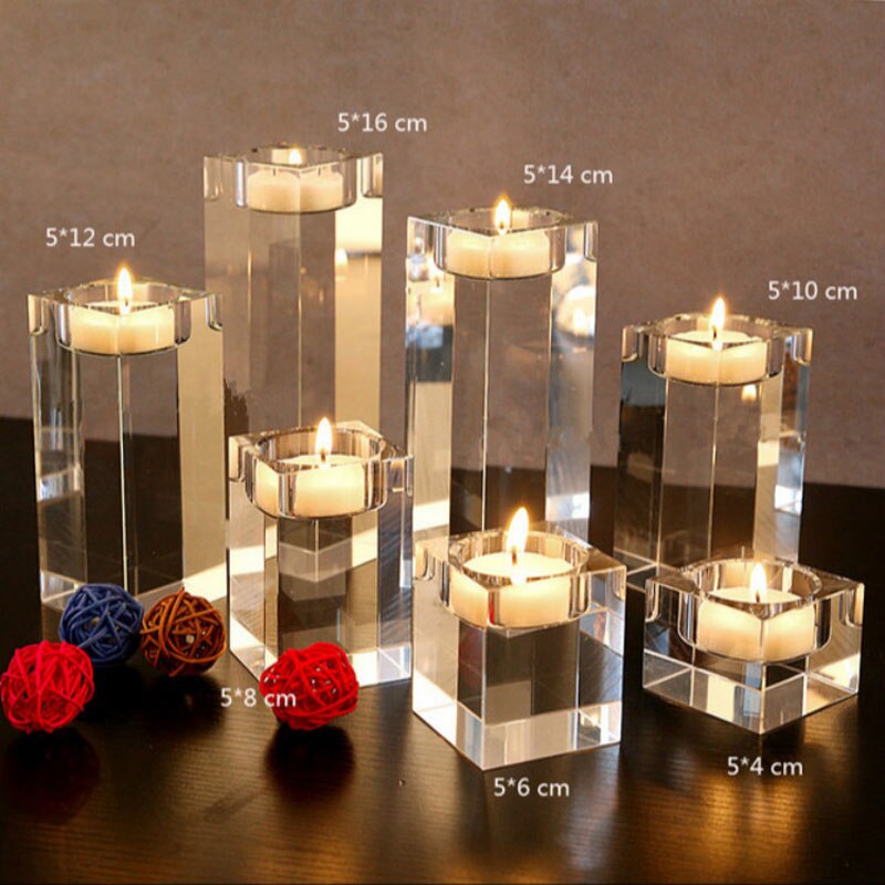 Nordic Crystal Candle Holder Wedding Centerpieces Ornaments Glass Candles Home Decor Geometric Centerpiece Wax Burner