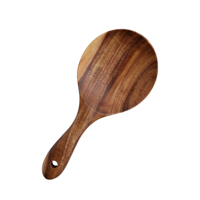 Teak Wood Kitchen Spoon Rice Paddle Scoop Strainer Spoon Wooden Salad Mixing Serving Spoon Kitchen Wooden Utensils for Cooking: A Rice Paddle