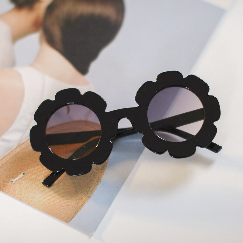 Gafas de sol redondas con flores para niños y niñas, anteojos de sol infantiles de de , de estilo Vintage, con círculo pequeño,