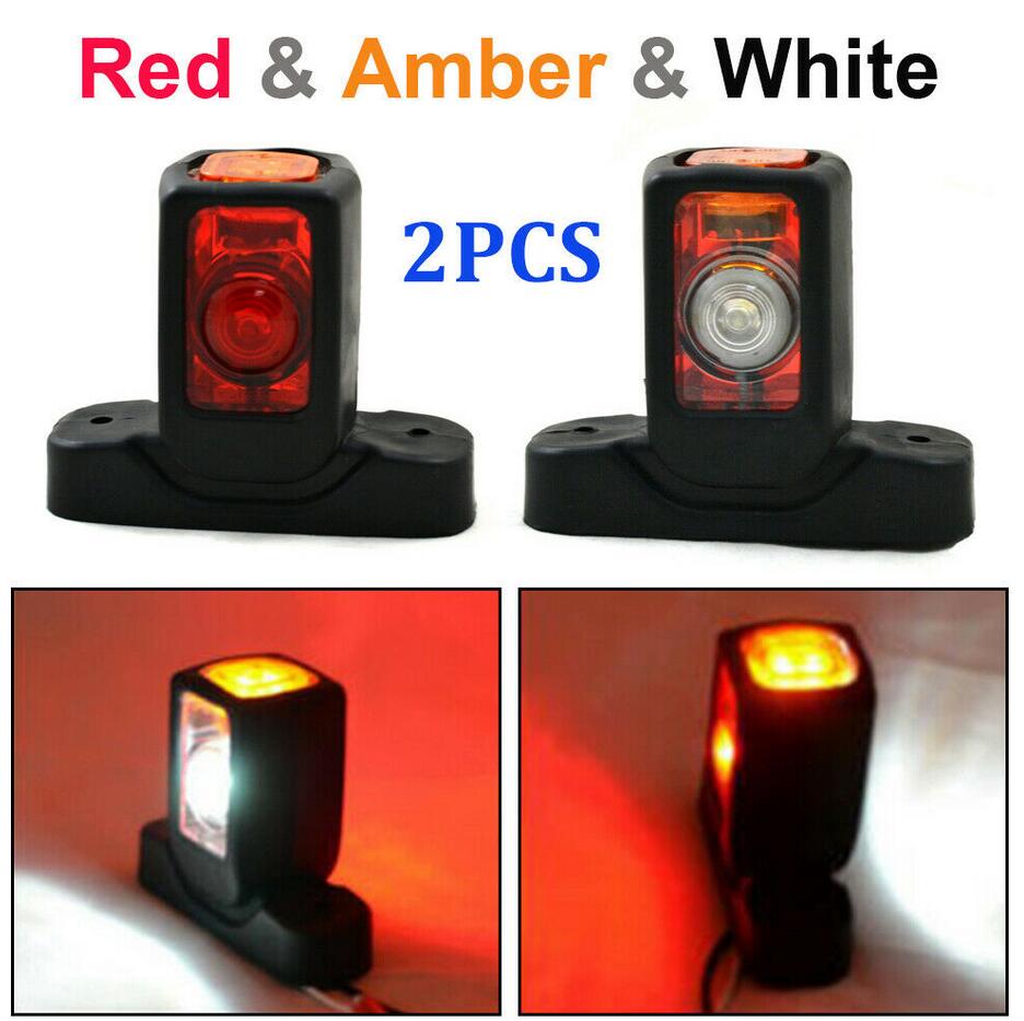 2 Stuks 4 Led Rood Wit Amber Zijmarkeringslichten Indicator Richtingaanwijzer Brake Stop Licht Lamp Overzicht Lamp Auto vrachtwagen Trailer Van