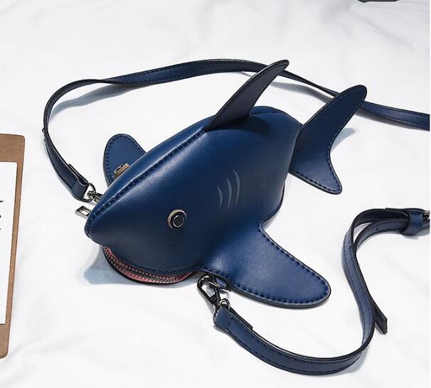 Divertente Personalità Carino squalo Disegno dell'UNITÀ di elaborazione di Cuoio casuale Sacchetto di Spalla del Tote di Crossbody mini Sacchetto Del Messaggero Della Borsa del Sacchetto di Frizione Della Borsa lembo: 2