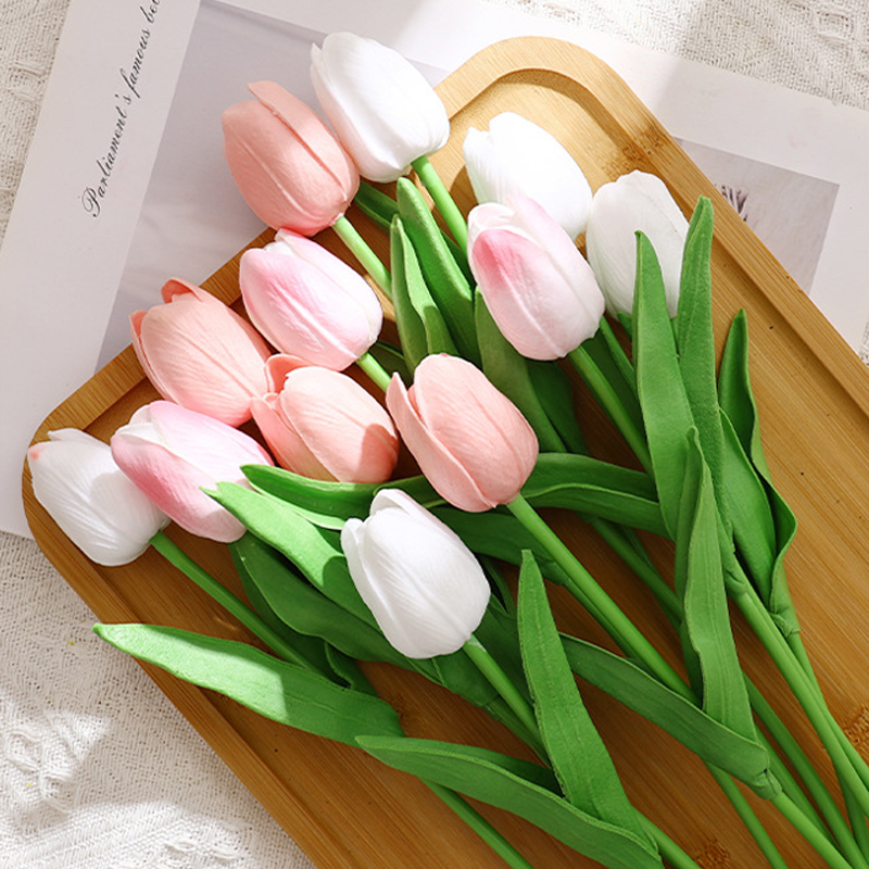 10 stk kunstig tulipanbukett hjem hagedekorasjon bukett bryllup brudebukett festlig fest håndverk vase plantedekorasjoner