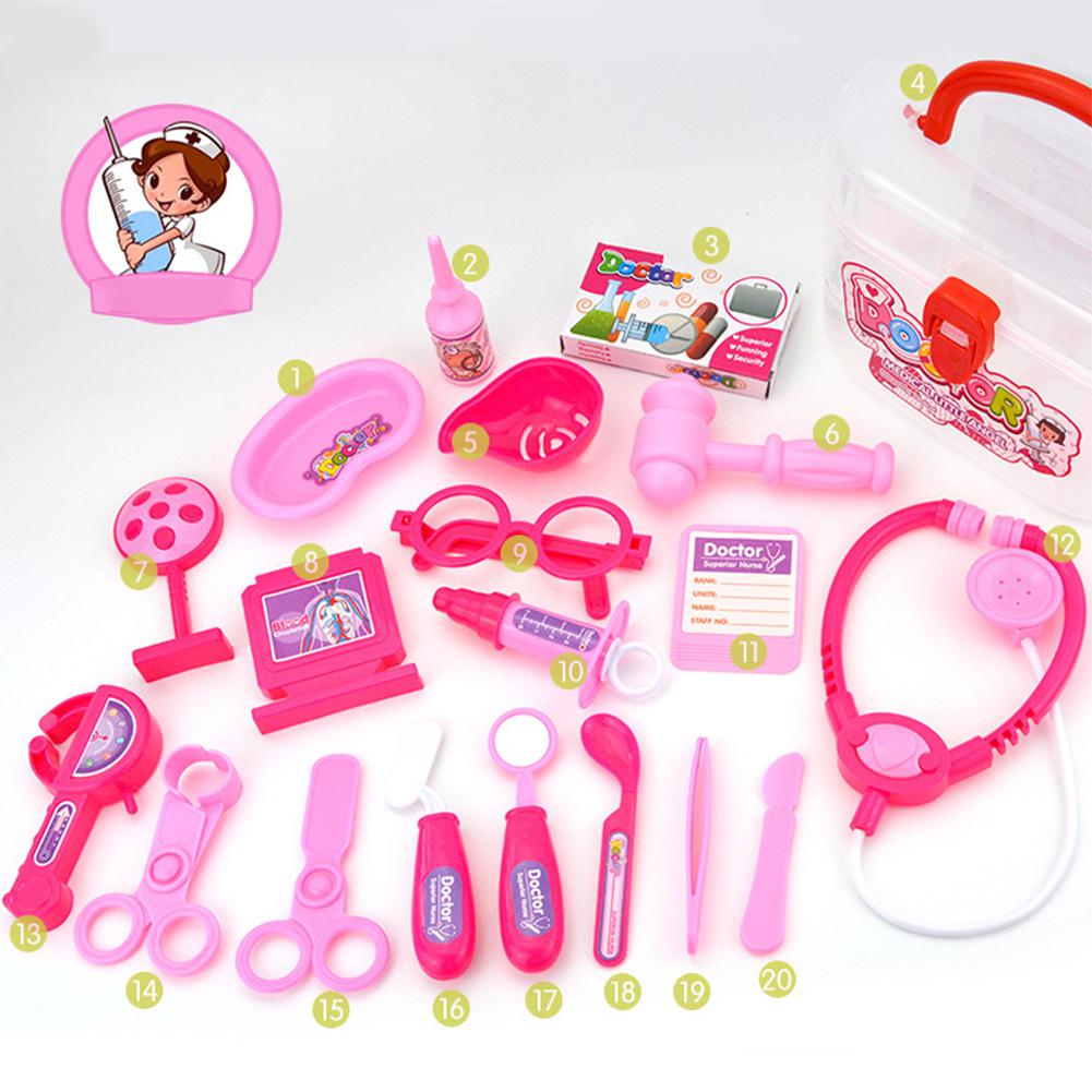 20 piezas, juego de simulación de Doctor para niños, estetoscopio de inyección, Kit médico, caja de medicina