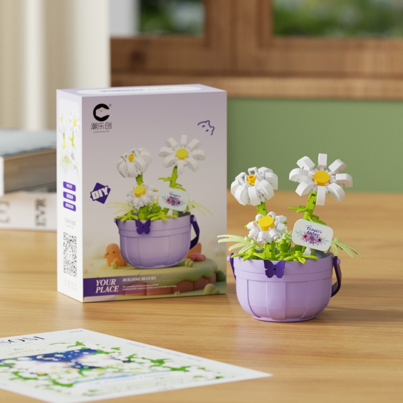Christmas Building Blocks - Floral Basket Building, Fun Educational DIY Puzzle Toys: M / Wood
